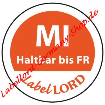 "Mi" haltbar-bis (2 x 500 St.) FLUSHLABEL-Qualität
