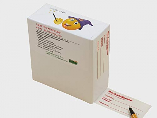 500 Etiketten für Rückstellproben im Pappspender